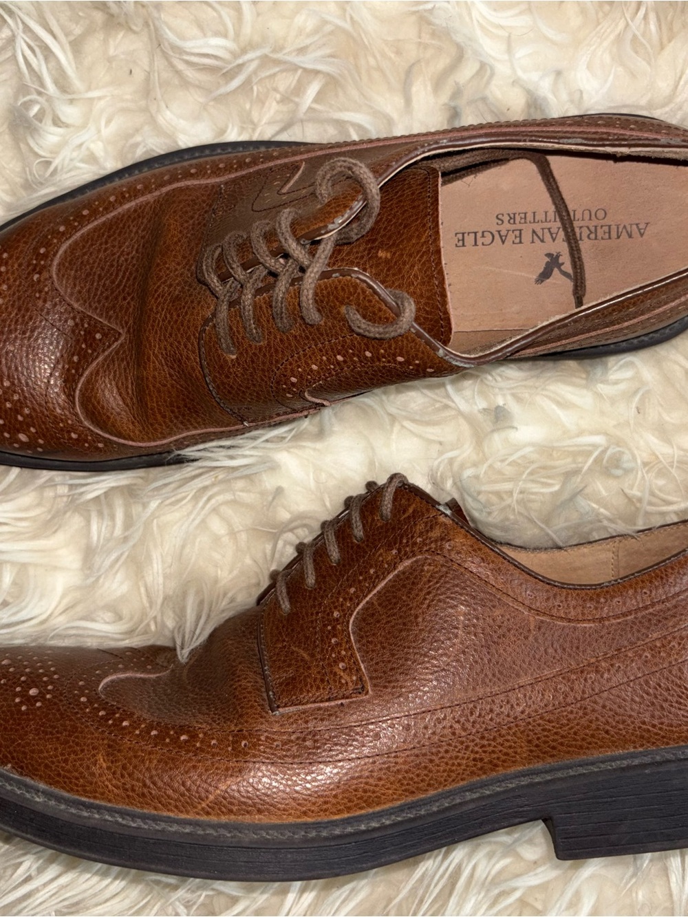 American Eagle Outfitters Brown Leather Wingtip Derby Shoes